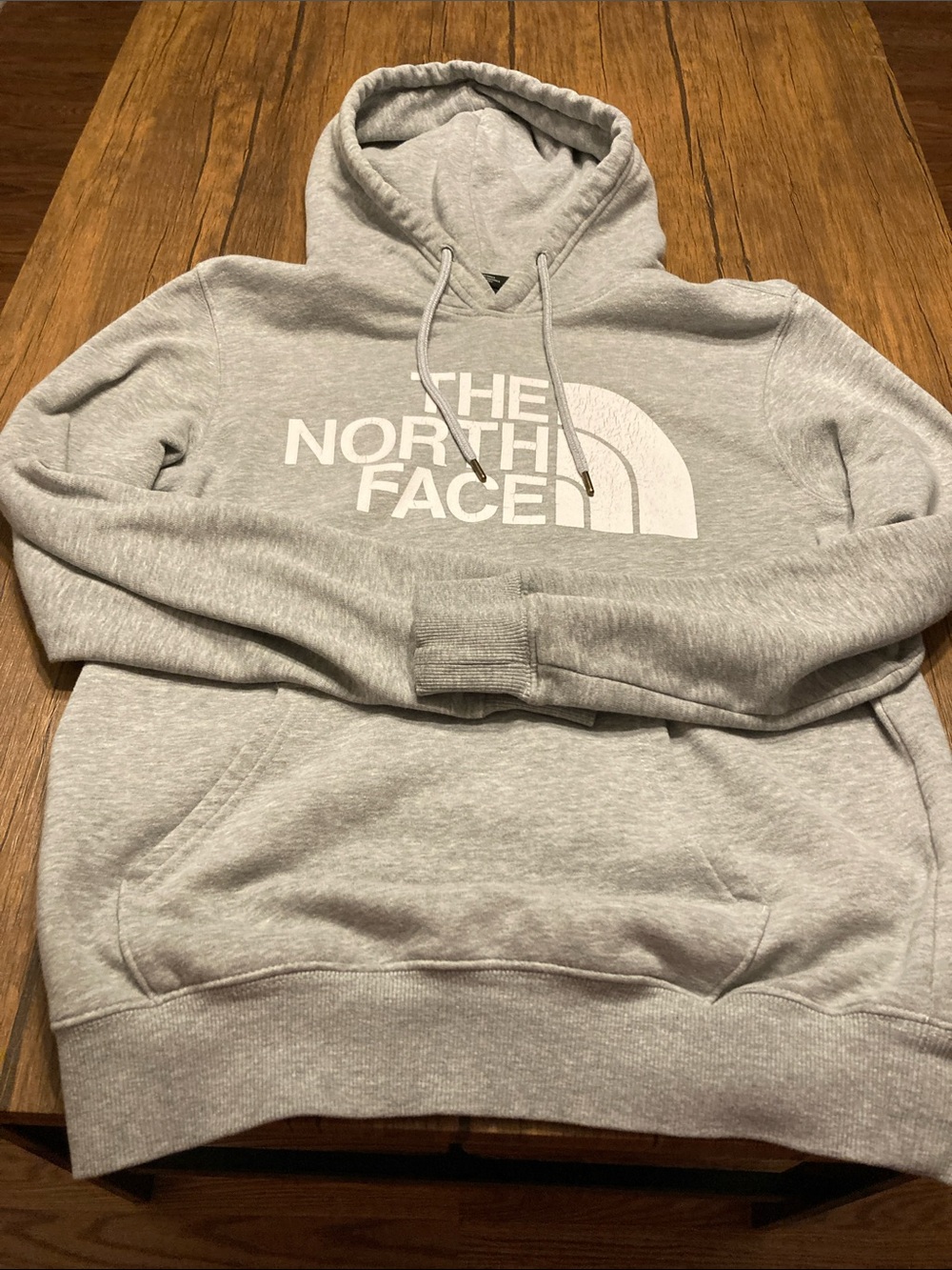 The North Face Light Gray Pullover Hoodie with White Logo
